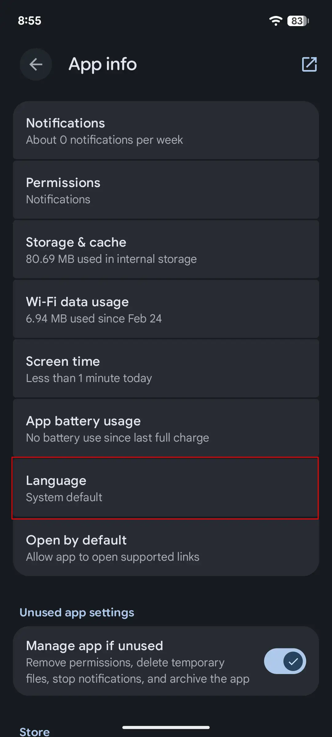 Per-app language settings on Android